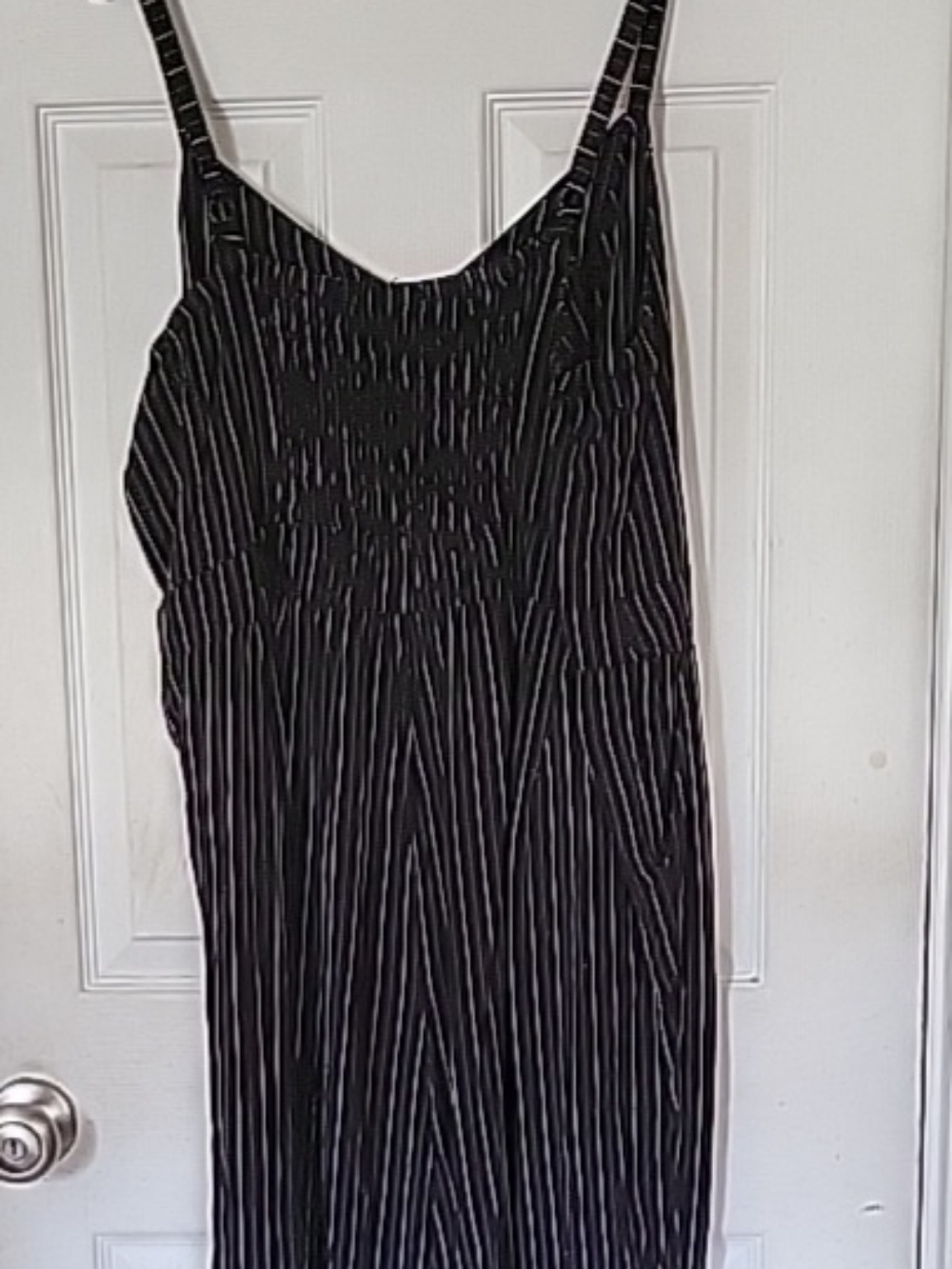 Black Pinstripe Sleeveless Maxi Dress